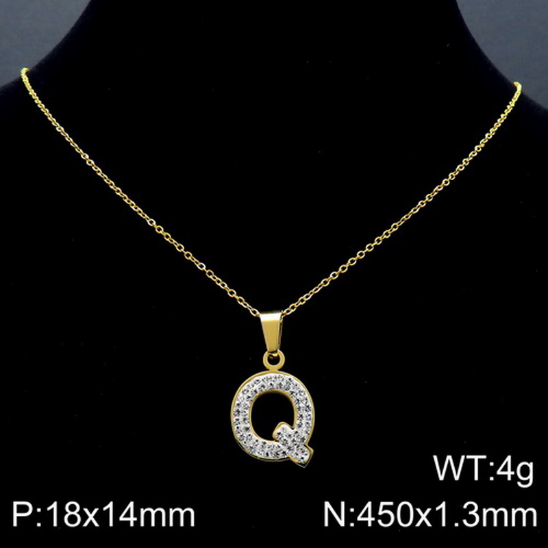 Acero Inoxidable Chapados en oro de 18k Básico Embutido Letra Diamantes De Imitación Collar Colgante display picture 25