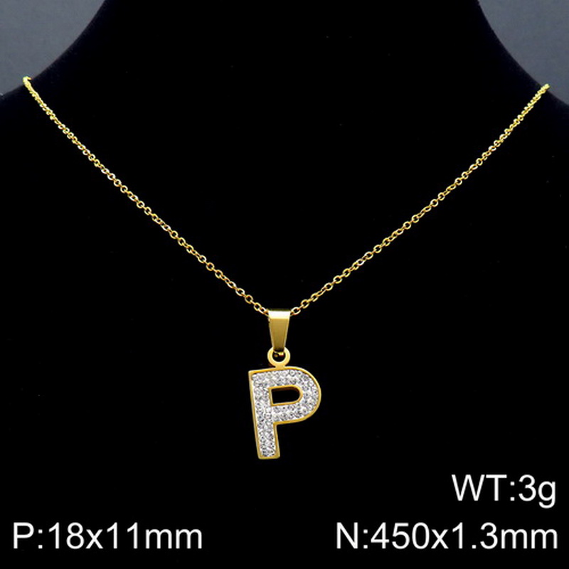 Acero Inoxidable Chapados en oro de 18k Básico Embutido Letra Diamantes De Imitación Collar Colgante display picture 24