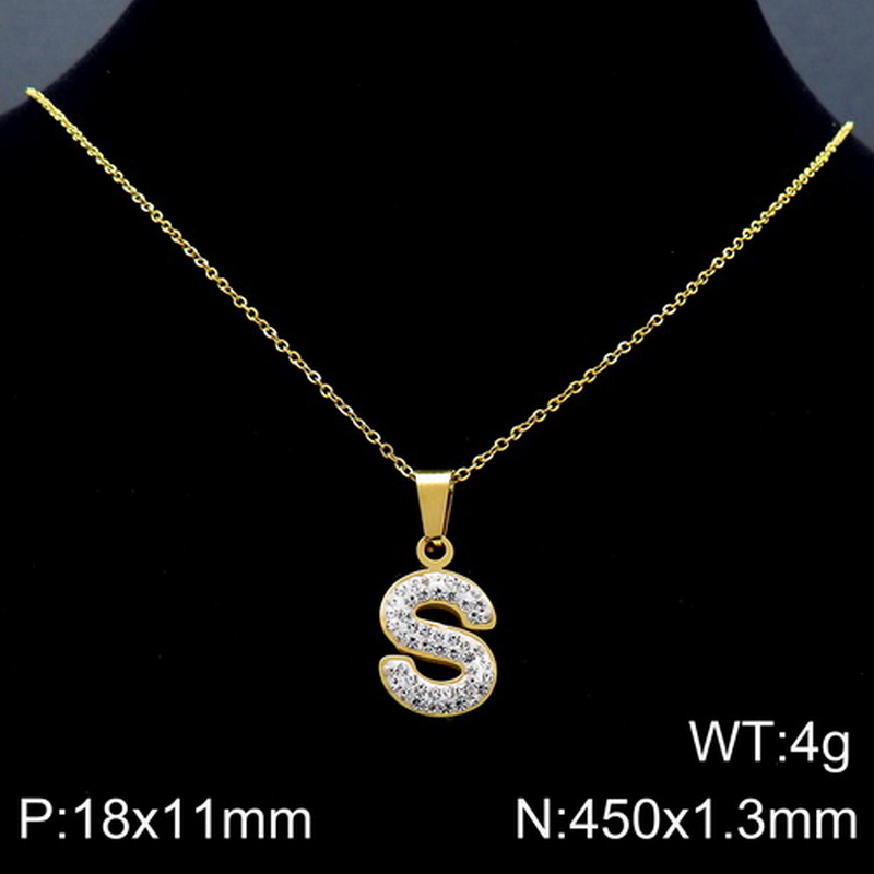 Acero Inoxidable Chapados en oro de 18k Básico Embutido Letra Diamantes De Imitación Collar Colgante display picture 27
