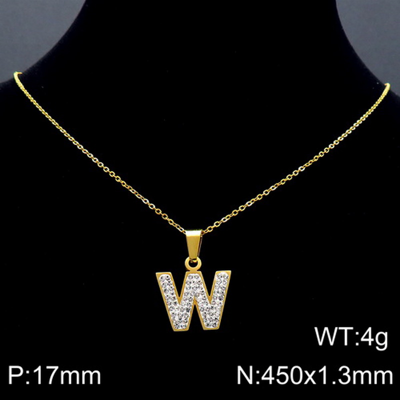 Acero Inoxidable Chapados en oro de 18k Básico Embutido Letra Diamantes De Imitación Collar Colgante display picture 31