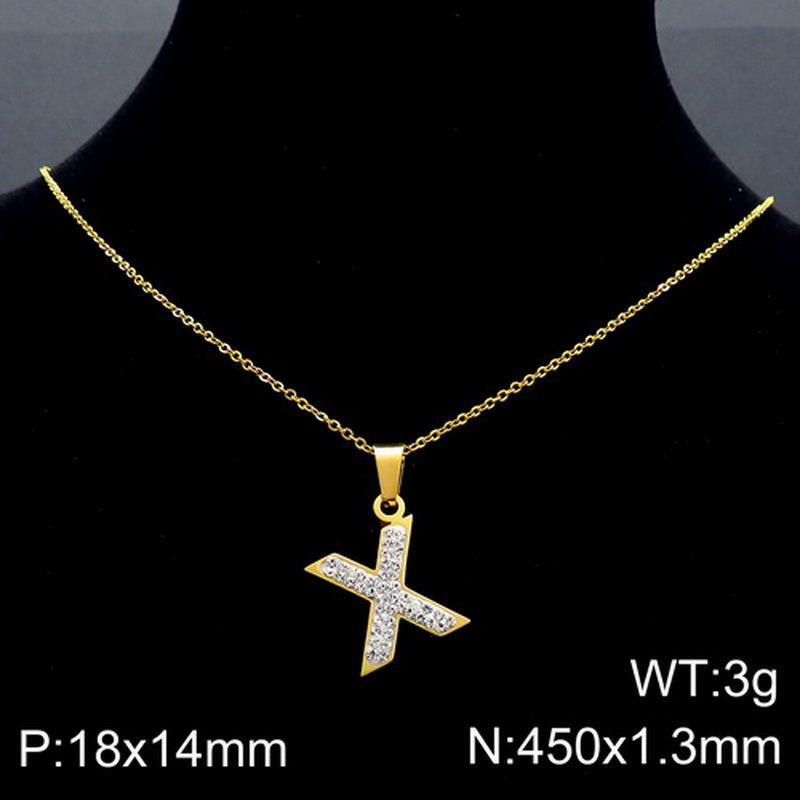 Acero Inoxidable Chapados en oro de 18k Básico Embutido Letra Diamantes De Imitación Collar Colgante display picture 32