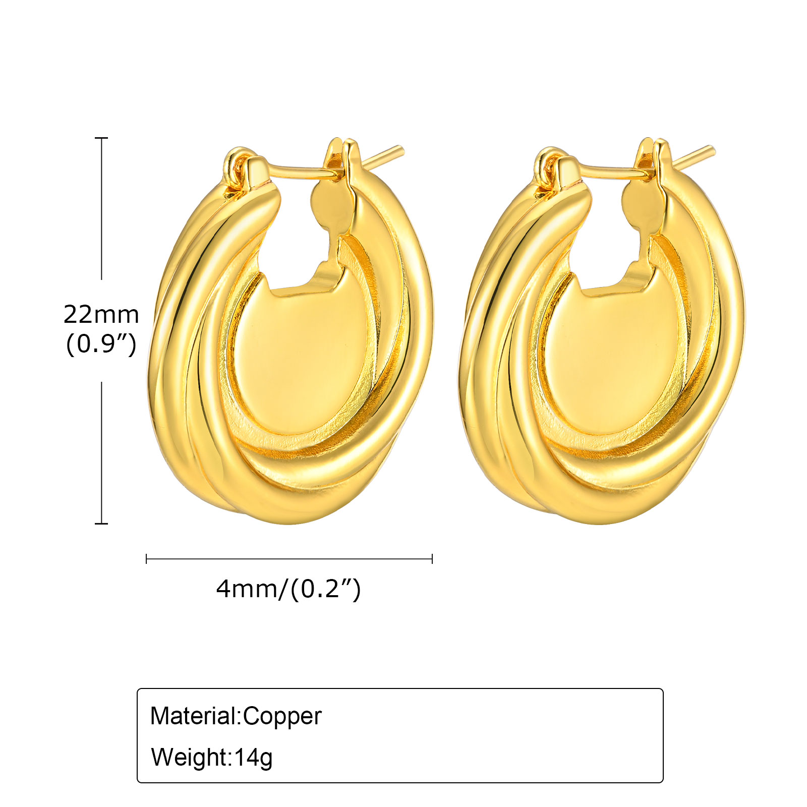 1 Pair IG Style Simple Style Round Plating Brass Gold Plated Earrings display picture 1