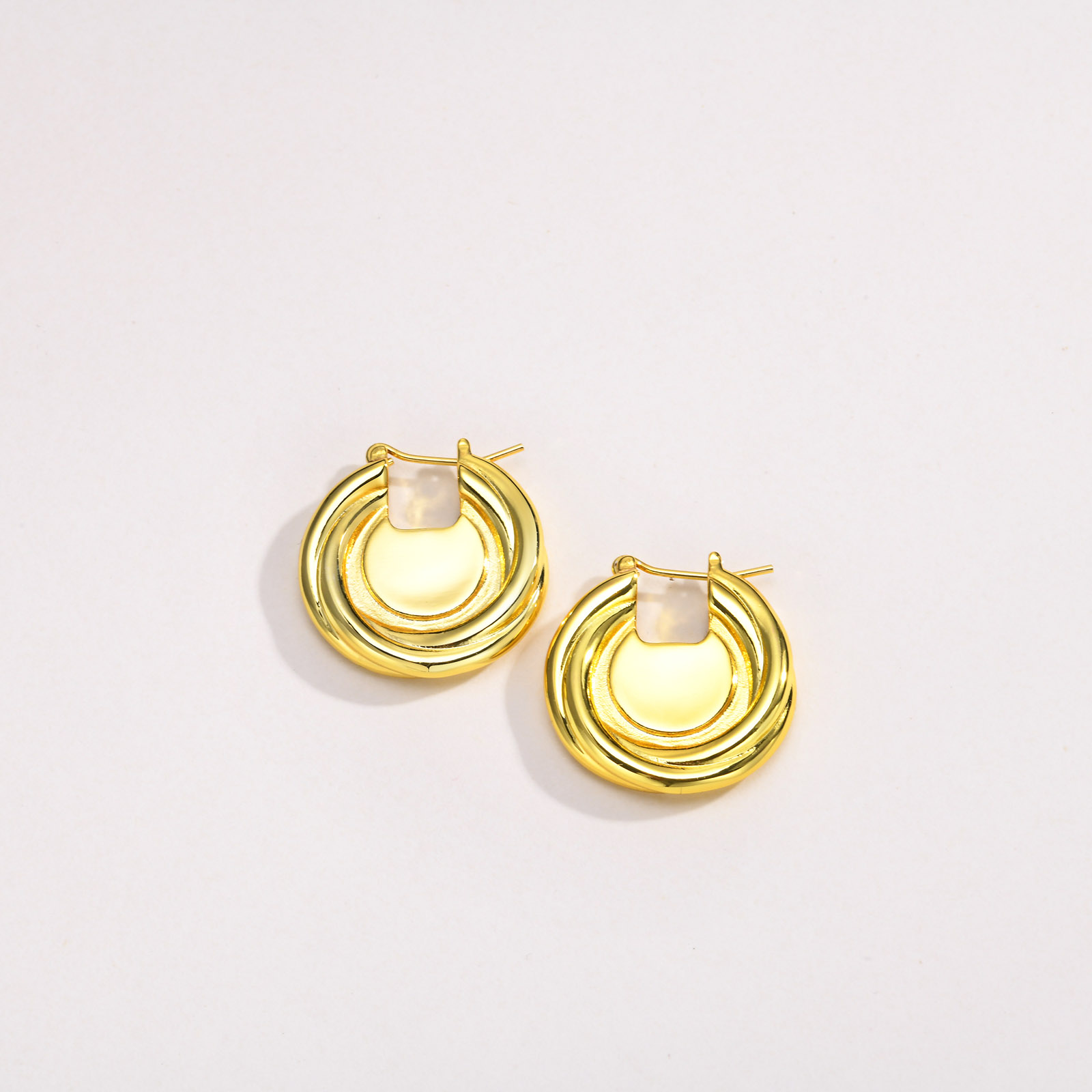 1 Pair IG Style Simple Style Round Plating Brass Gold Plated Earrings display picture 2