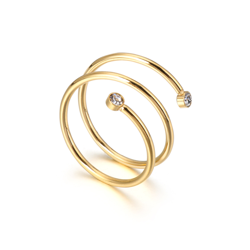Stainless Steel 18K Gold Plated Simple Style Geometric Zircon Open Rings display picture 5