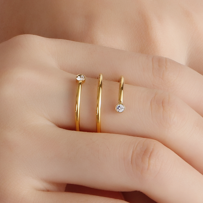 Stainless Steel 18K Gold Plated Simple Style Geometric Zircon Open Rings display picture 4