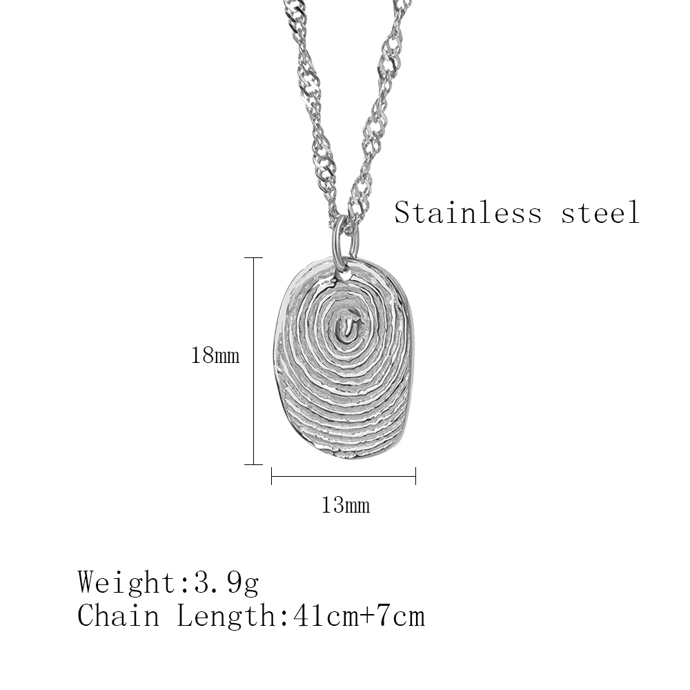 304 Stainless Steel 18K Gold Plated IG Style Simple Style Fingerprint Pendant Necklace display picture 1