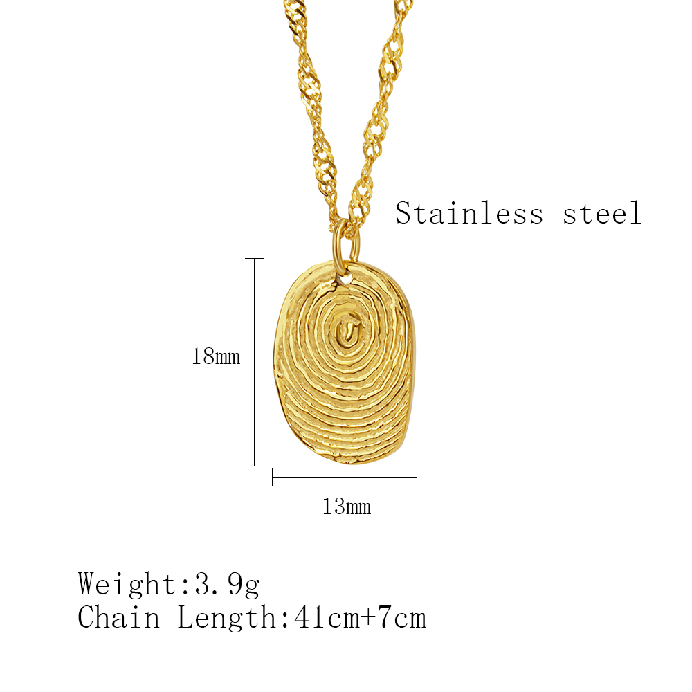 304 Stainless Steel 18K Gold Plated IG Style Simple Style Fingerprint Pendant Necklace display picture 2