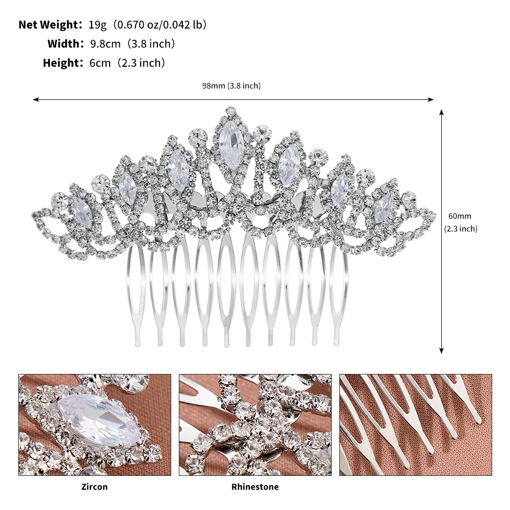 Women's Vacation Sweet Solid Color Alloy Inlay Rhinestones Insert Comb display picture 8