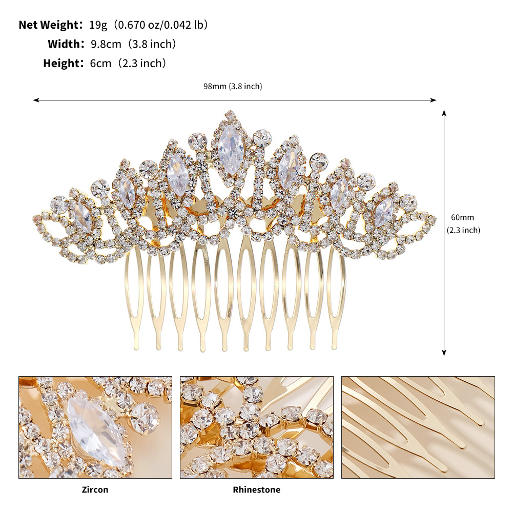 Women's Vacation Sweet Solid Color Alloy Inlay Rhinestones Insert Comb display picture 4