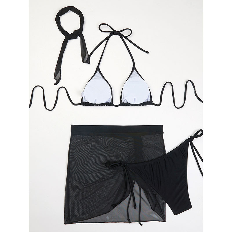 Women's Solid Color Pleated 3 Pieces Set Bikinis Swimwear display picture 11