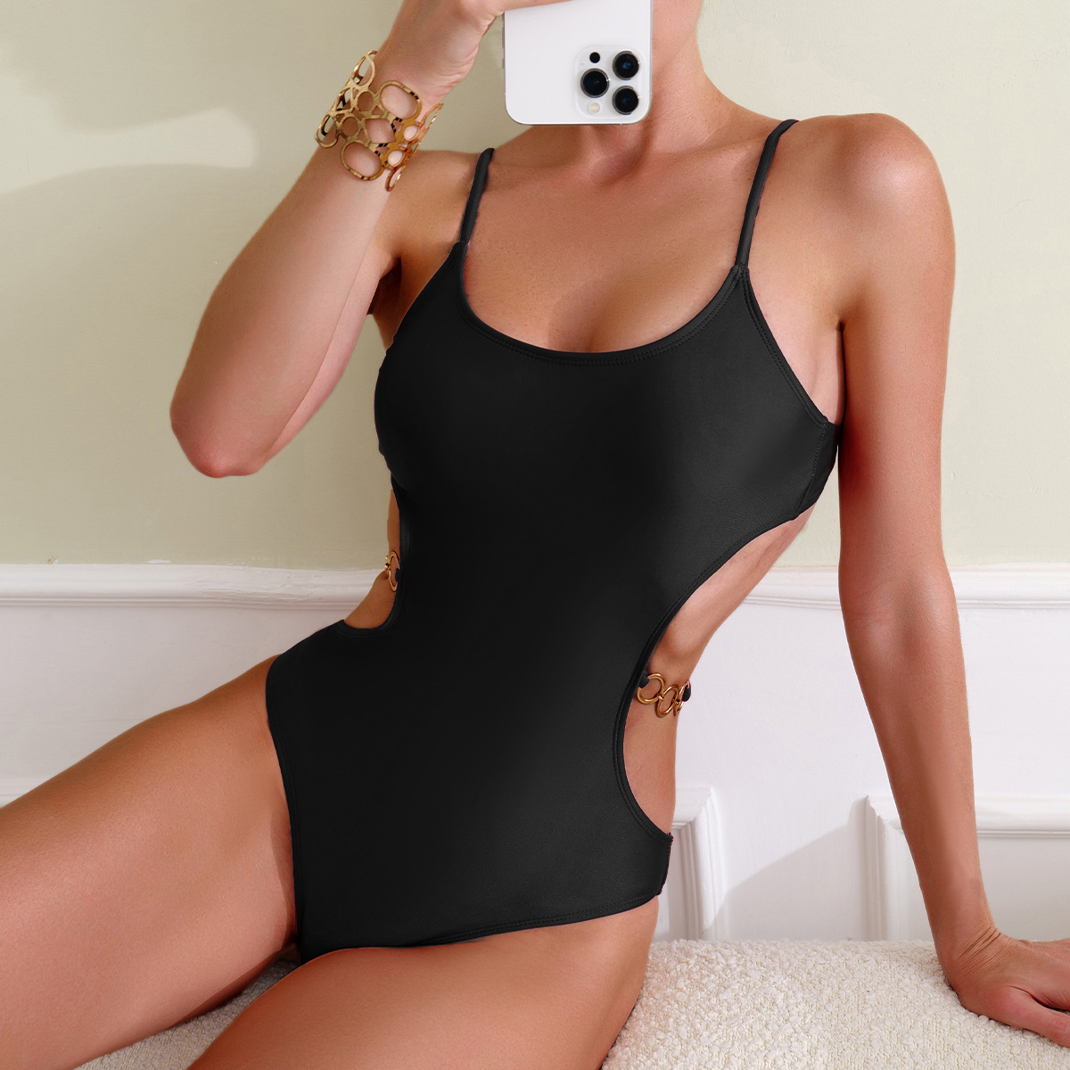 Women's Sexy Solid Color 1 Piece One Piece Swimwear display picture 2