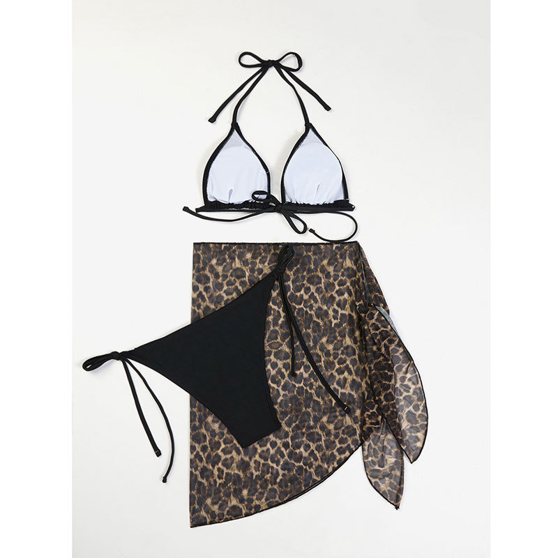 Frau Sexy Herzform Blume Leopard Rückenfrei 3-Teiliges Set Bikinis Bademode display picture 15