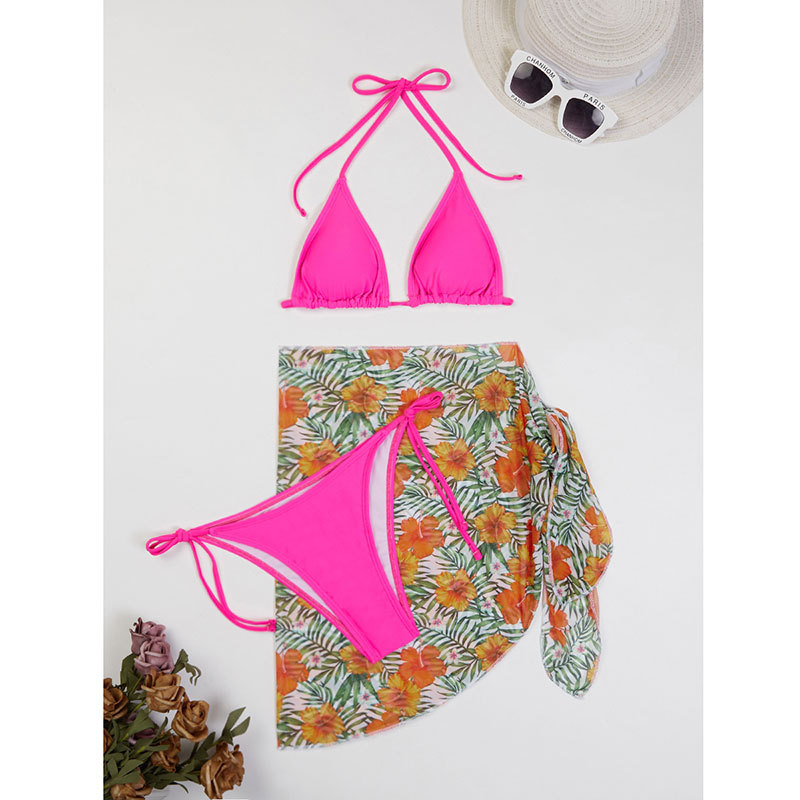Women's Sexy Heart Shape Flower Leopard Backless 3 Pieces Set Bikinis Swimwear display picture 23