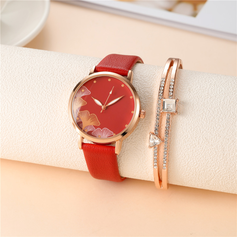 Casual Elegant Ginkgo Leaf Buckle Quartz Women's Watches display picture 10