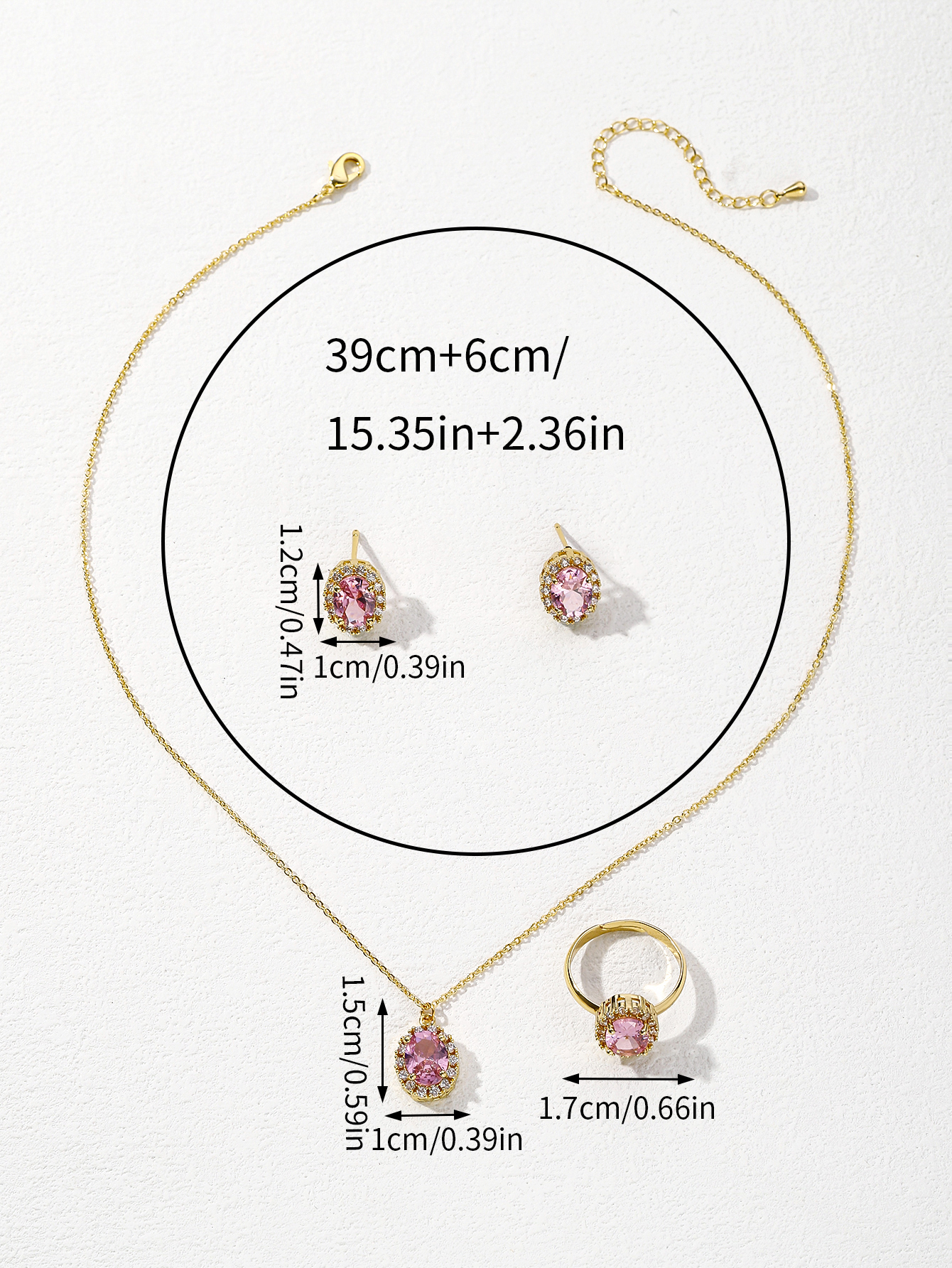 Le Cuivre Style Classique Géométrique Couleur Unie Incruster Zircon Ensemble De Bijoux display picture 6