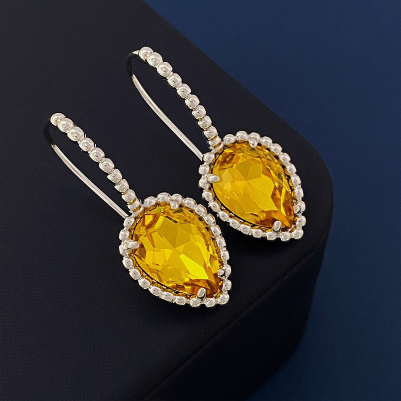1 Pair Elegant Water Droplets Inlay Artificial Crystal Artificial Crystal 18K Gold Plated Ear Hook display picture 7