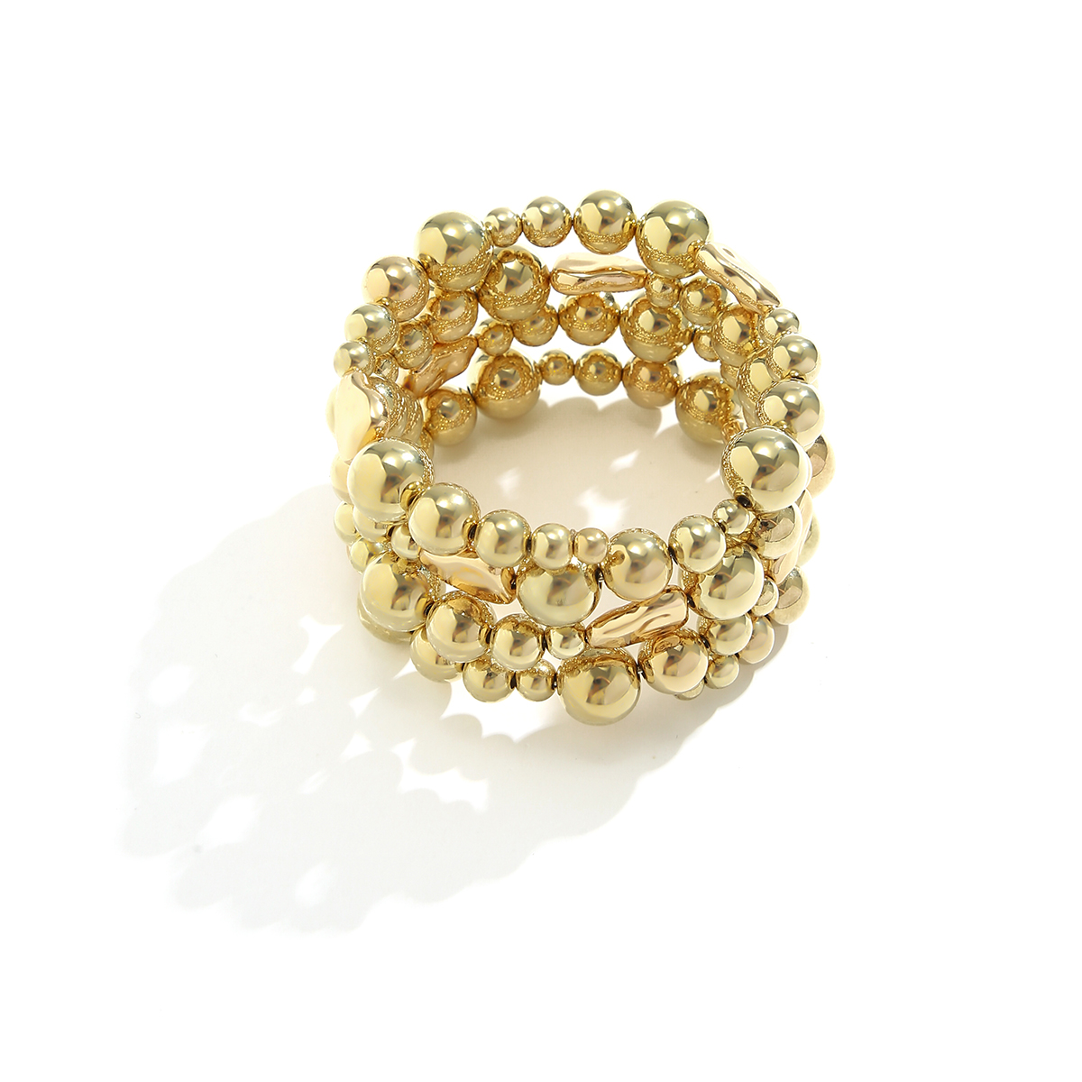 Classic Style Irregular Geometric Round CCB Beaded Layered Women's Arm Bracelet display picture 4