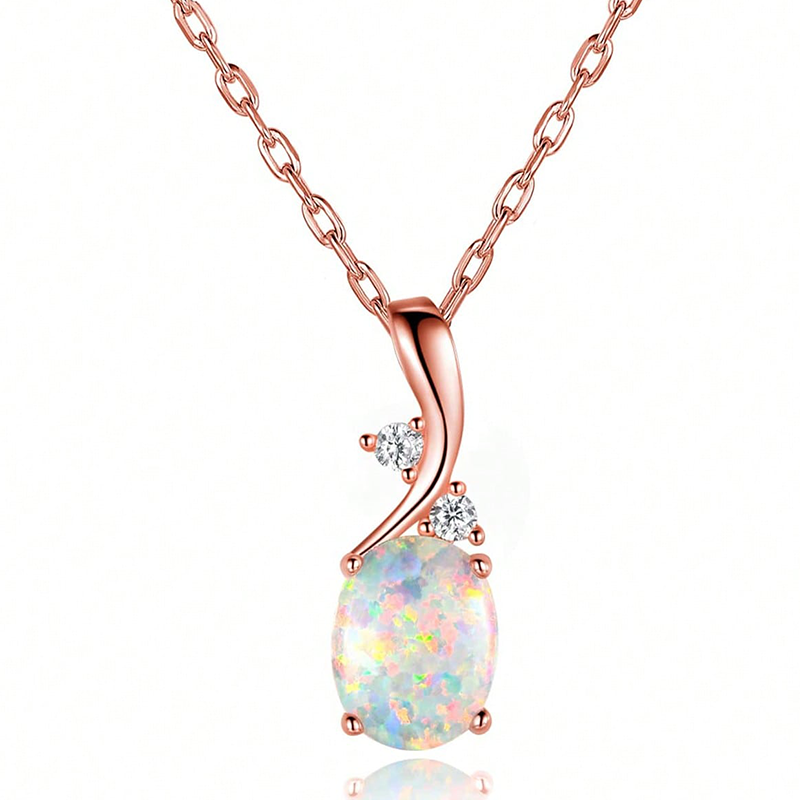 Copper White Gold Plated Classic Style Irregular Oval Inlay Opal Pendant Necklace display picture 5
