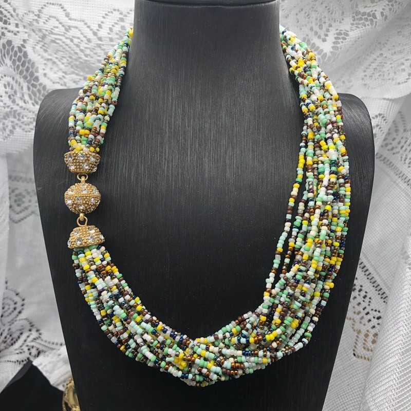 Vintage Style Color Block Seed Bead Beaded Women's Necklace display picture 4