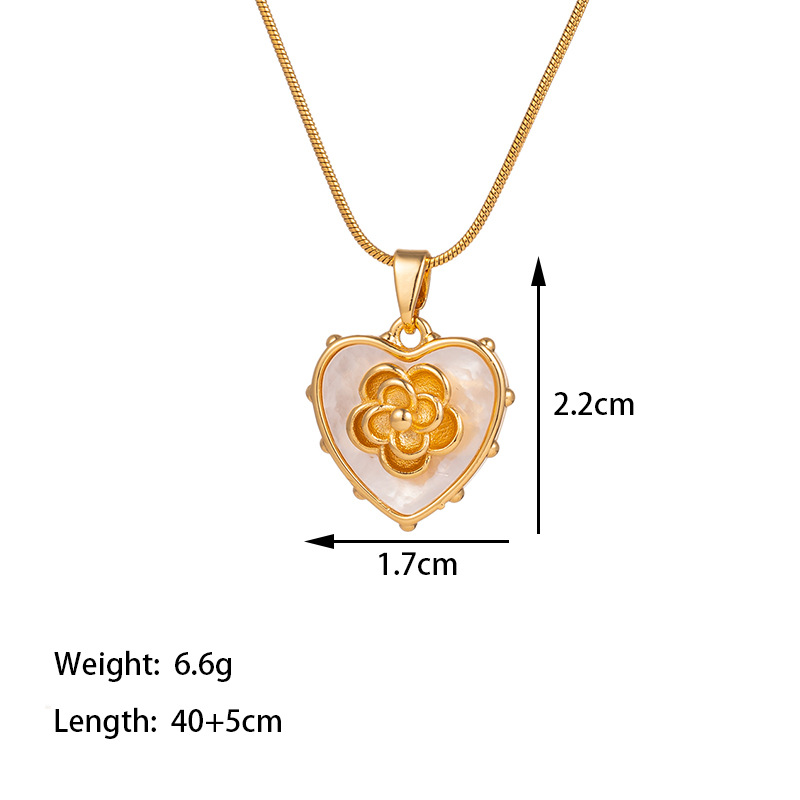 304 Stainless Steel 18K Gold Plated Glam Simple Style Commute Inlay Tower Heart Shape Flower Acrylic Artificial Rhinestones Pendant Necklace display picture 4