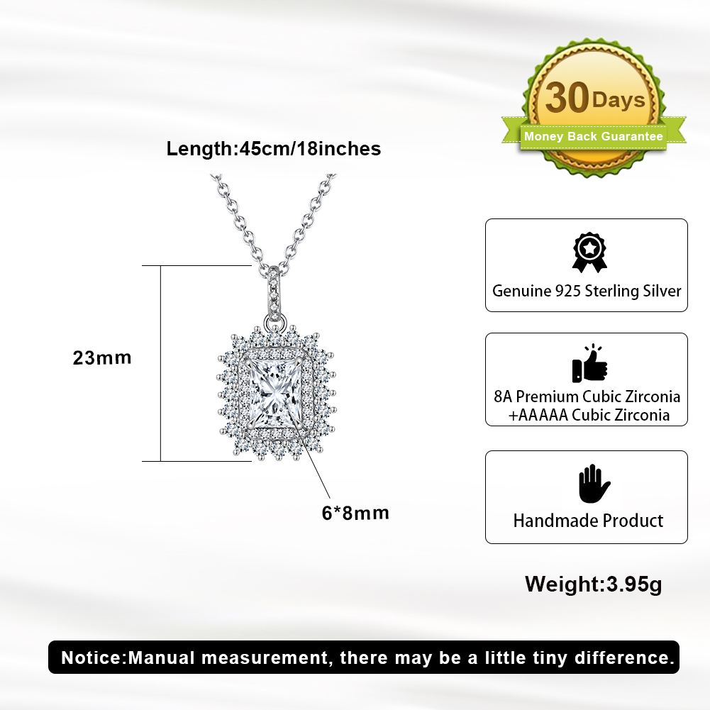 Sterling Silver White Gold Plated Glam Luxurious Shiny Geometric Handmade Polishing Inlay Zircon Pendant Necklace display picture 5