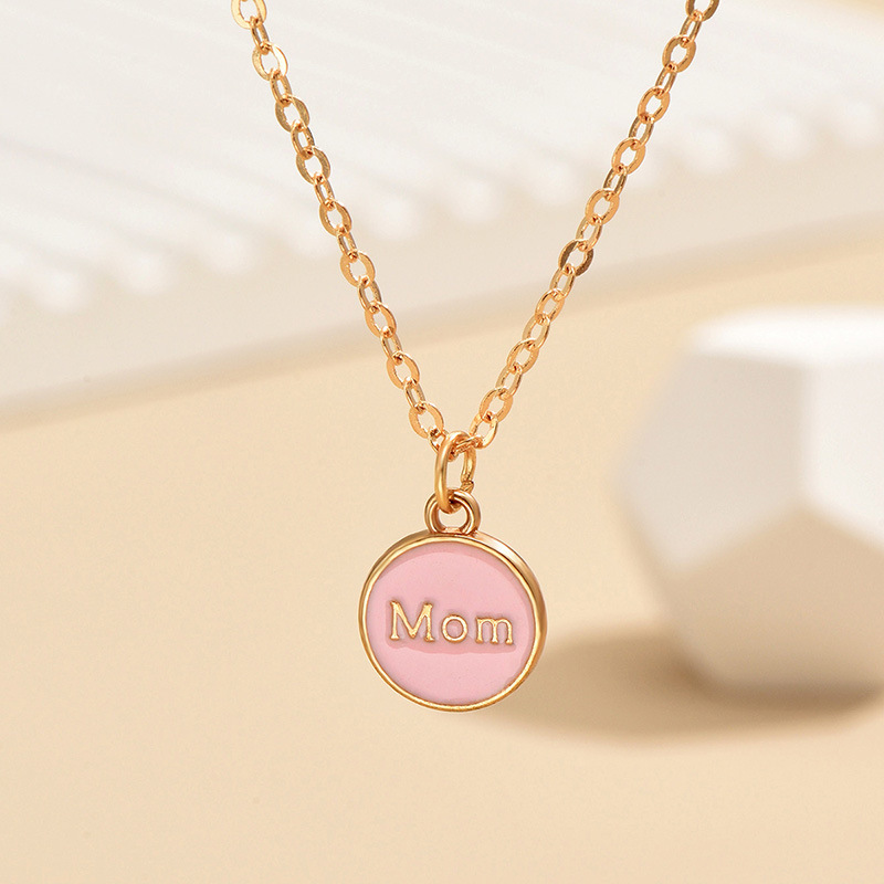 IG Style Simple Style Round Letter Alloy Enamel Women's Pendant Necklace display picture 1
