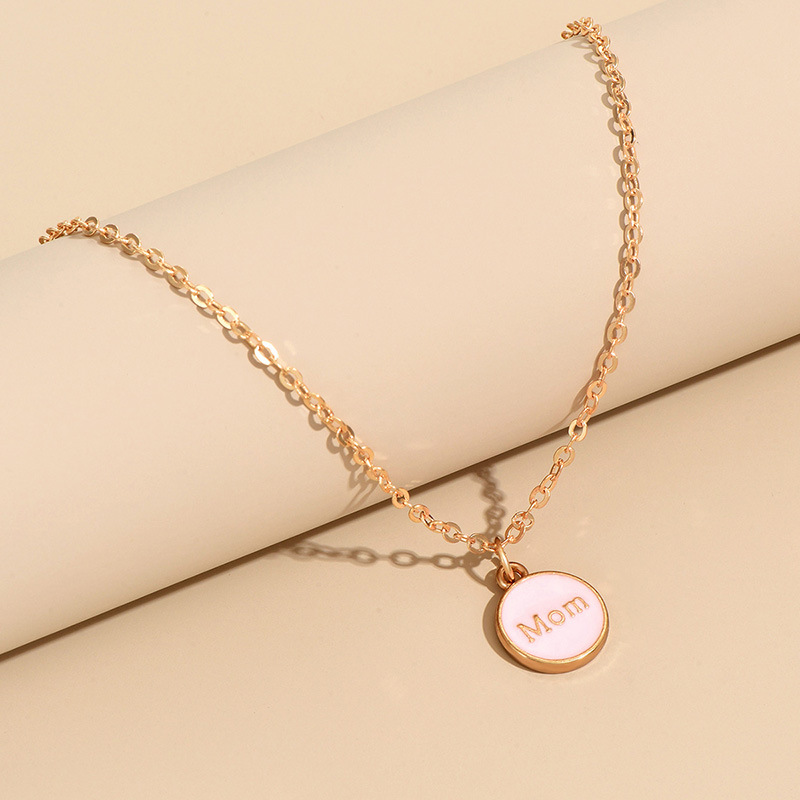 IG Style Simple Style Round Letter Alloy Enamel Women's Pendant Necklace display picture 4