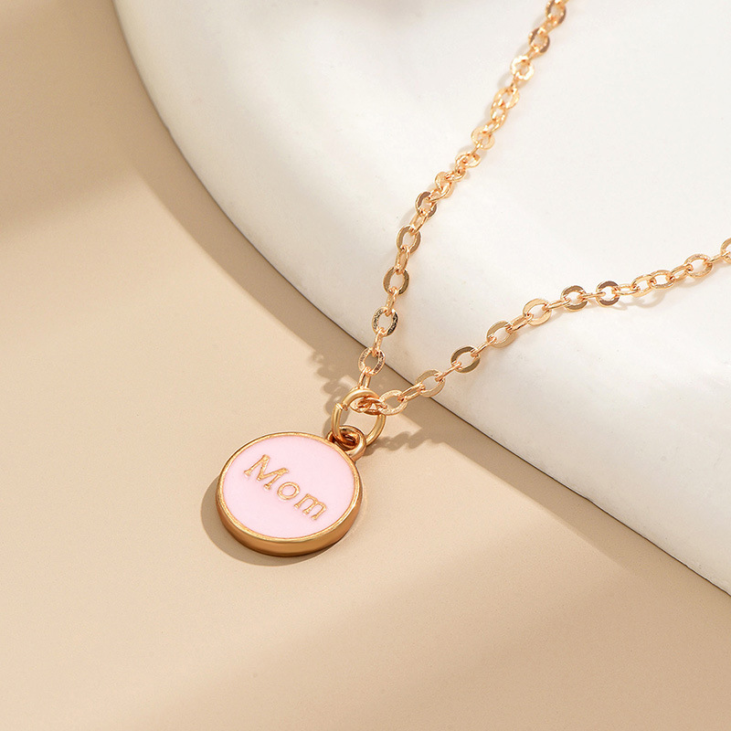 IG Style Simple Style Round Letter Alloy Enamel Women's Pendant Necklace display picture 5