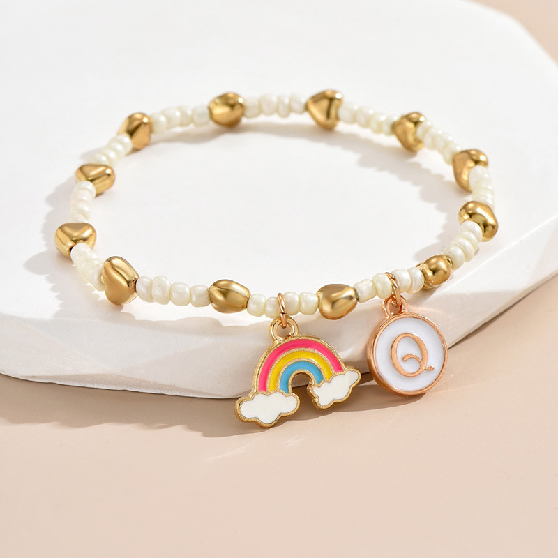 Style Simple Lettre Arc-En-Ciel Forme De Cœur Alliage Perlé Émail Femmes Bracelets display picture 19