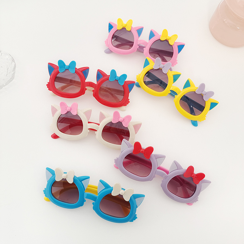 Y2K Sweet Artistic Cat Bow Knot Pc Resin Oval Frame Full Frame Kids Sunglasses display picture 3