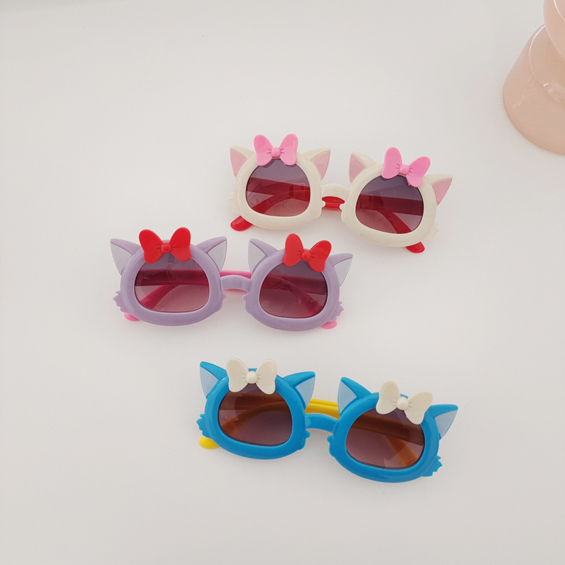Y2K Sweet Artistic Cat Bow Knot Pc Resin Oval Frame Full Frame Kids Sunglasses display picture 1