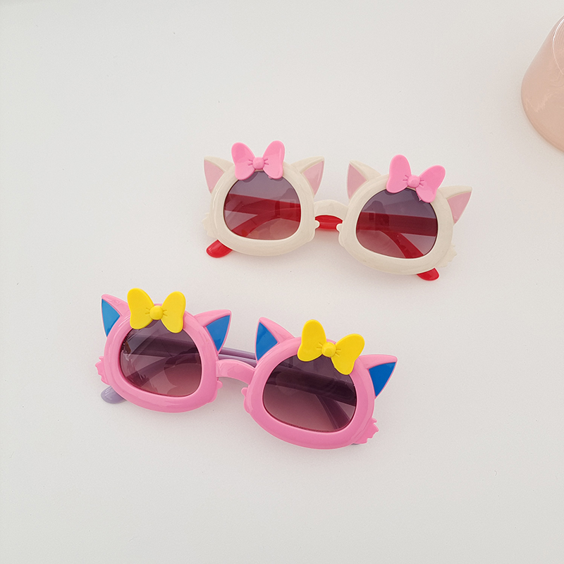 Y2K Sweet Artistic Cat Bow Knot Pc Resin Oval Frame Full Frame Kids Sunglasses display picture 2