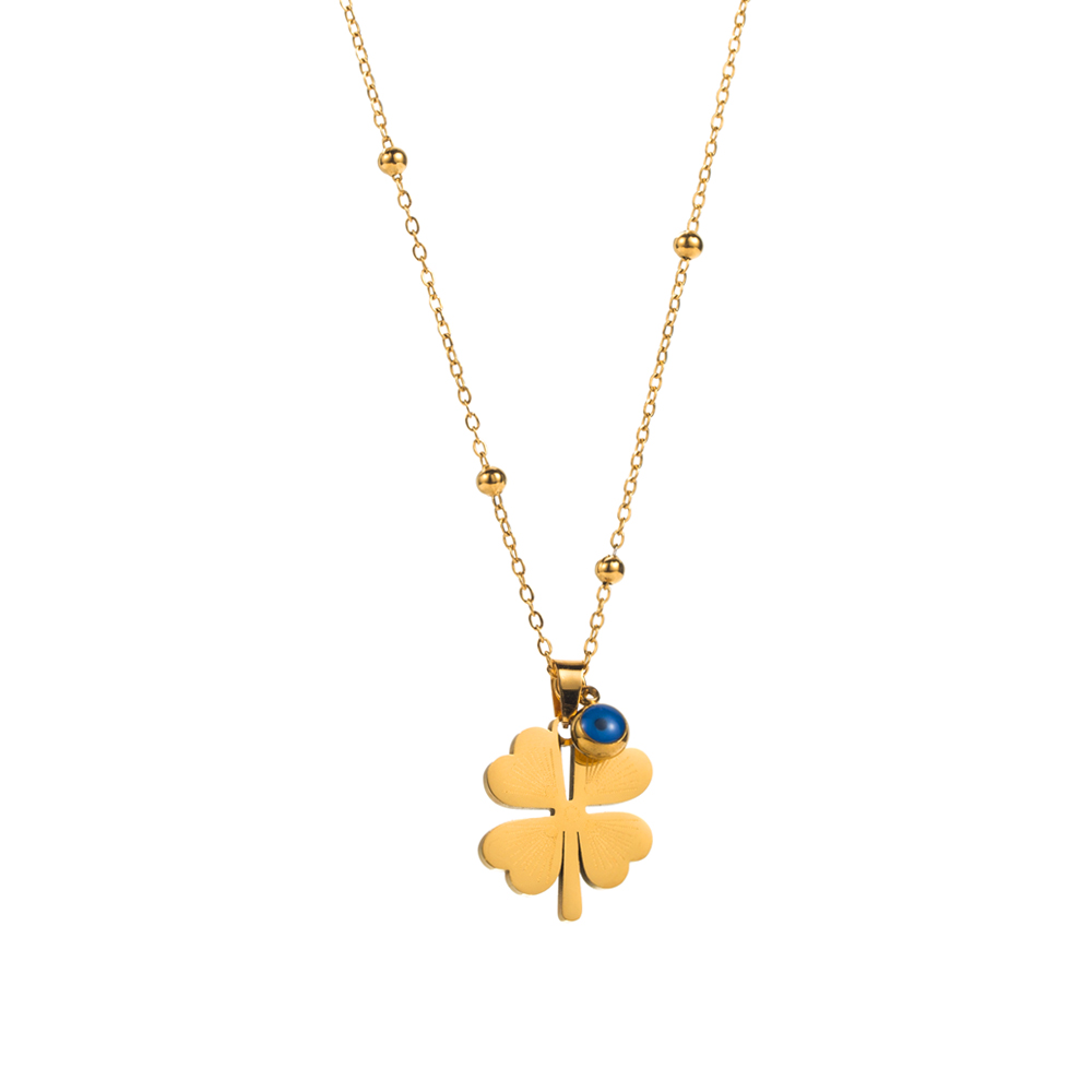 316 Stainless Steel  14K Gold Plated Elegant Simple Style Enamel Four Leaf Clover Pendant Necklace display picture 6