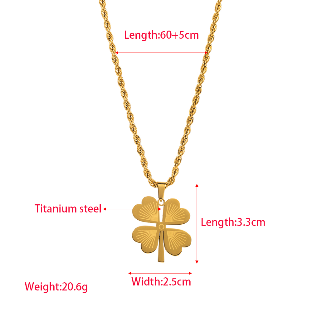 316 Stainless Steel  14K Gold Plated Elegant Simple Style Enamel Four Leaf Clover Pendant Necklace display picture 2