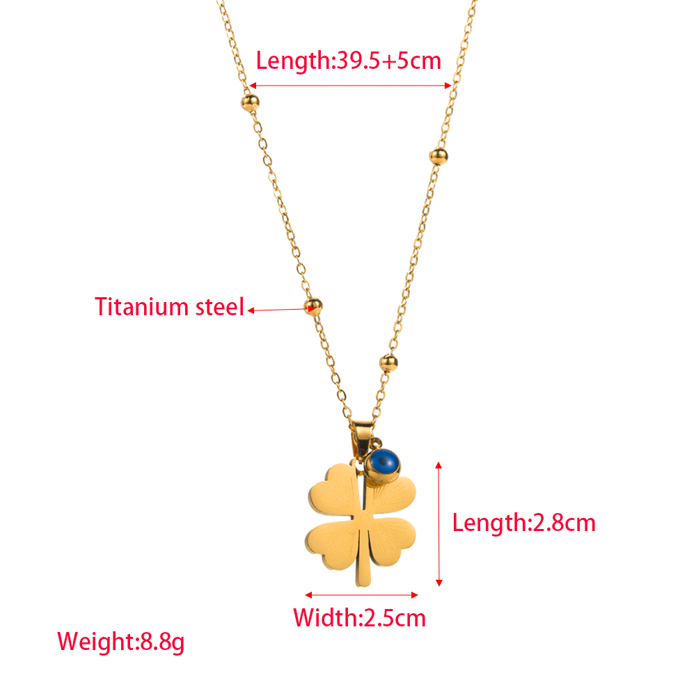 316 Stainless Steel  14K Gold Plated Elegant Simple Style Enamel Four Leaf Clover Pendant Necklace display picture 1