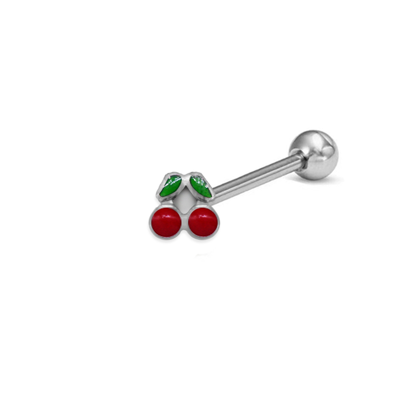 1 Piece Tongue Rings Cute Tropical Simple Style Lips Fruit Stainless Steel Copper Epoxy Lacquer Painting Inlay Acrylic White Gold Plated Tongue Rings display picture 15