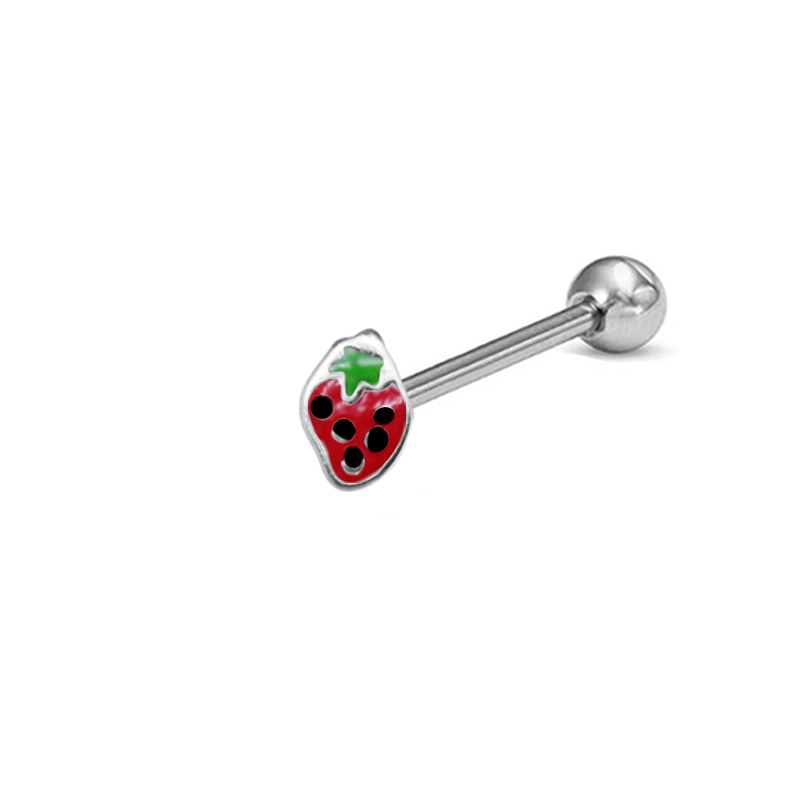 1 Piece Tongue Rings Cute Tropical Simple Style Lips Fruit Stainless Steel Copper Epoxy Lacquer Painting Inlay Acrylic White Gold Plated Tongue Rings display picture 10