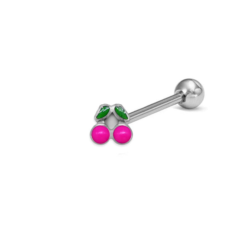 1 Piece Tongue Rings Cute Tropical Simple Style Lips Fruit Stainless Steel Copper Epoxy Lacquer Painting Inlay Acrylic White Gold Plated Tongue Rings display picture 20