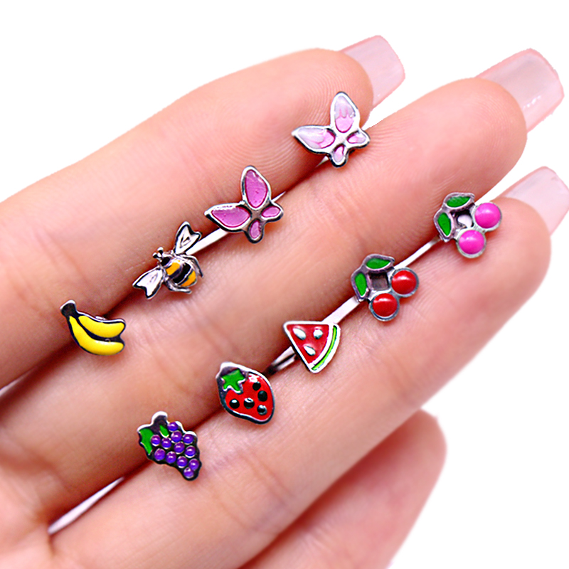 1 Piece Tongue Rings Cute Tropical Simple Style Lips Fruit Stainless Steel Copper Epoxy Lacquer Painting Inlay Acrylic White Gold Plated Tongue Rings display picture 16