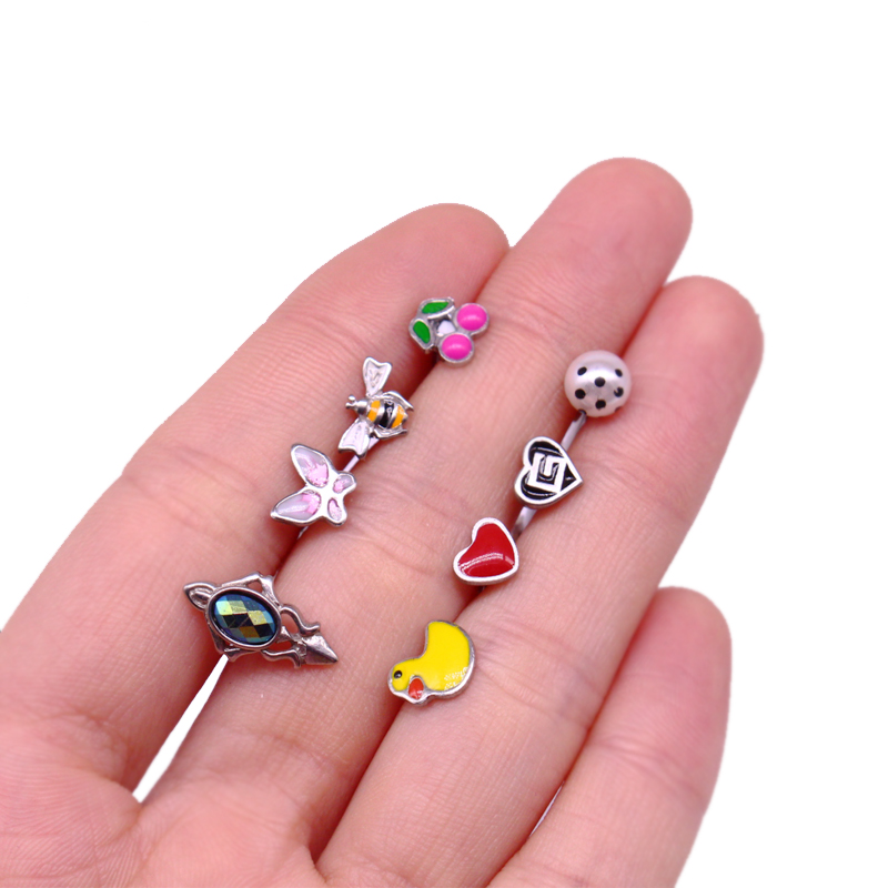 1 Piece Tongue Rings Cute Tropical Simple Style Lips Fruit Stainless Steel Copper Epoxy Lacquer Painting Inlay Acrylic White Gold Plated Tongue Rings display picture 28
