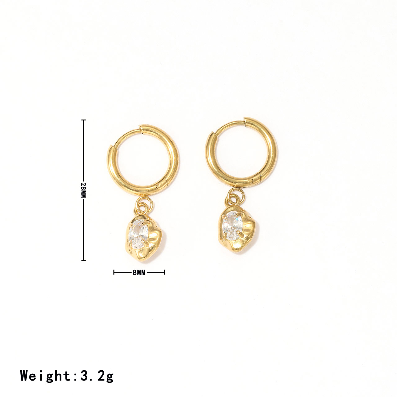 1 Pair Vintage Style Simple Style Irregular Inlay Stainless Steel Zircon White Gold Plated Gold Plated Drop Earrings display picture 5