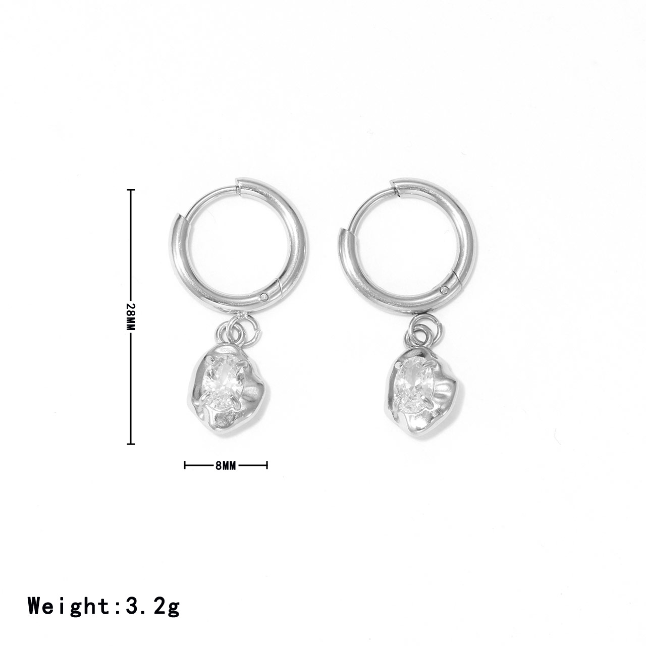 1 Pair Vintage Style Simple Style Irregular Inlay Stainless Steel Zircon White Gold Plated Gold Plated Drop Earrings display picture 6