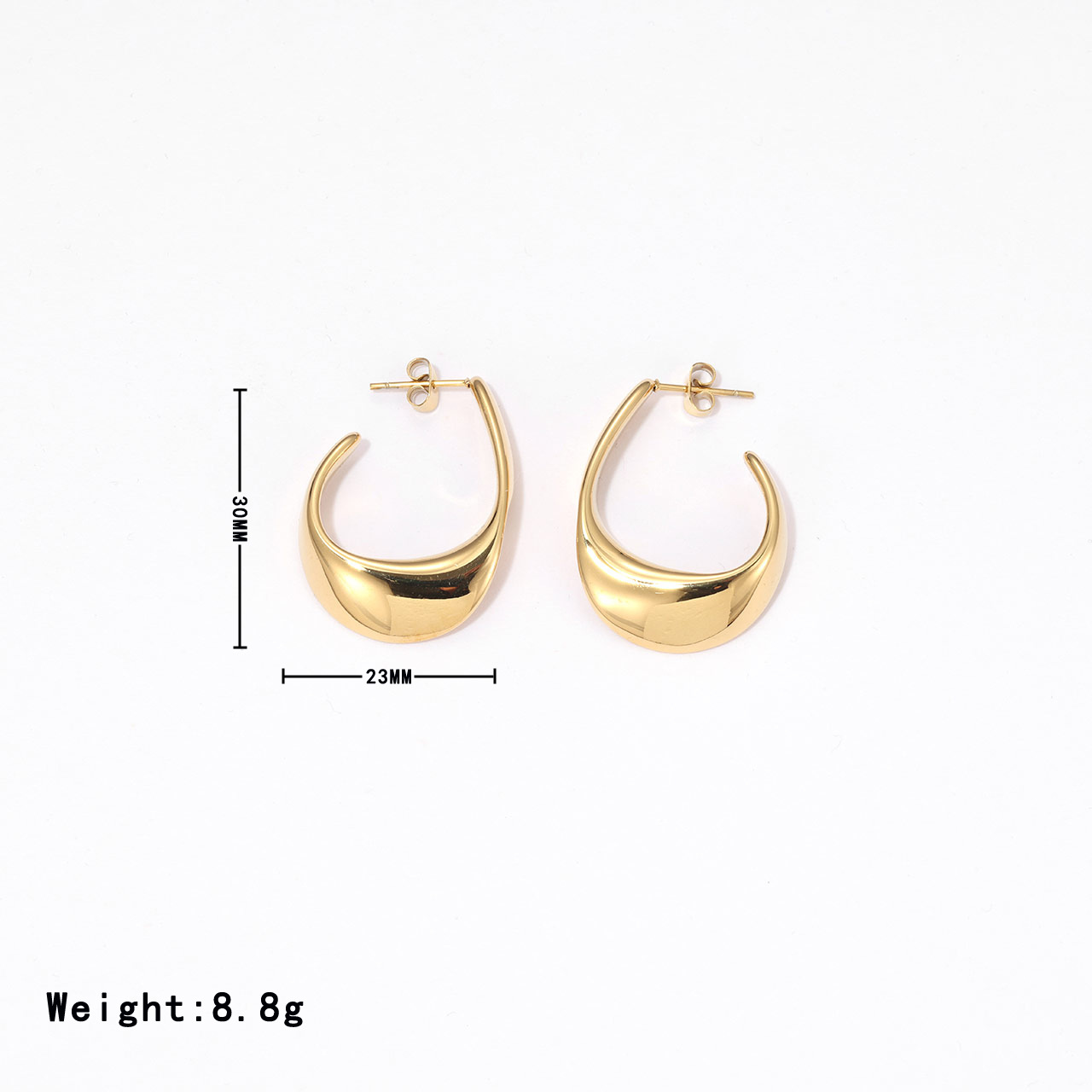1 Pair Casual Vintage Style Simple Style Solid Color Stainless Steel White Gold Plated Gold Plated Ear Studs display picture 5