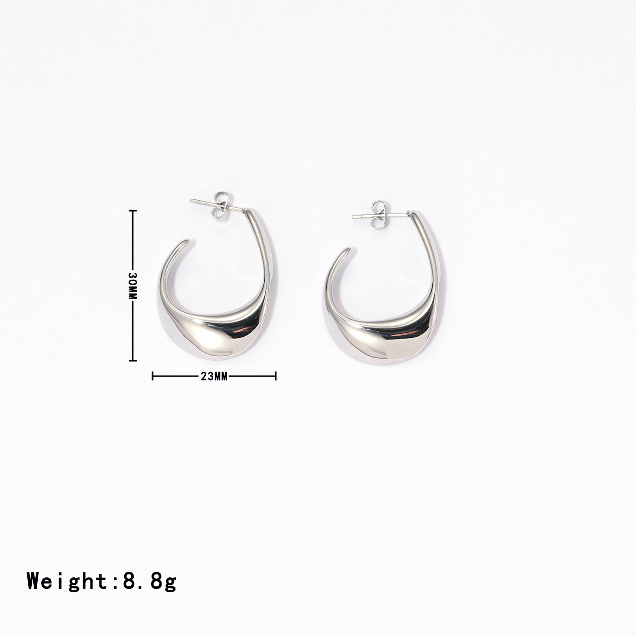 1 Pair Casual Vintage Style Simple Style Solid Color Stainless Steel White Gold Plated Gold Plated Ear Studs display picture 6