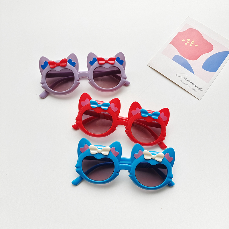 Cartoon Style Sweet Artistic Cat Bow Knot Pc Resin Oval Frame Full Frame Kids Sunglasses display picture 1