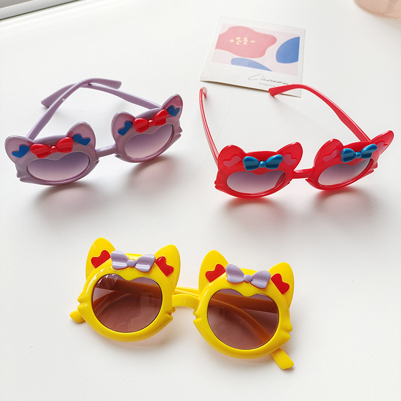 Cartoon Style Sweet Artistic Cat Bow Knot Pc Resin Oval Frame Full Frame Kids Sunglasses display picture 3