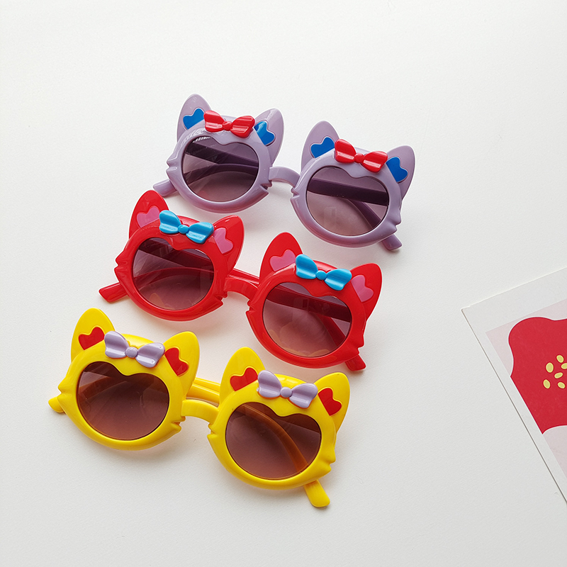 Cartoon Style Sweet Artistic Cat Bow Knot Pc Resin Oval Frame Full Frame Kids Sunglasses display picture 4