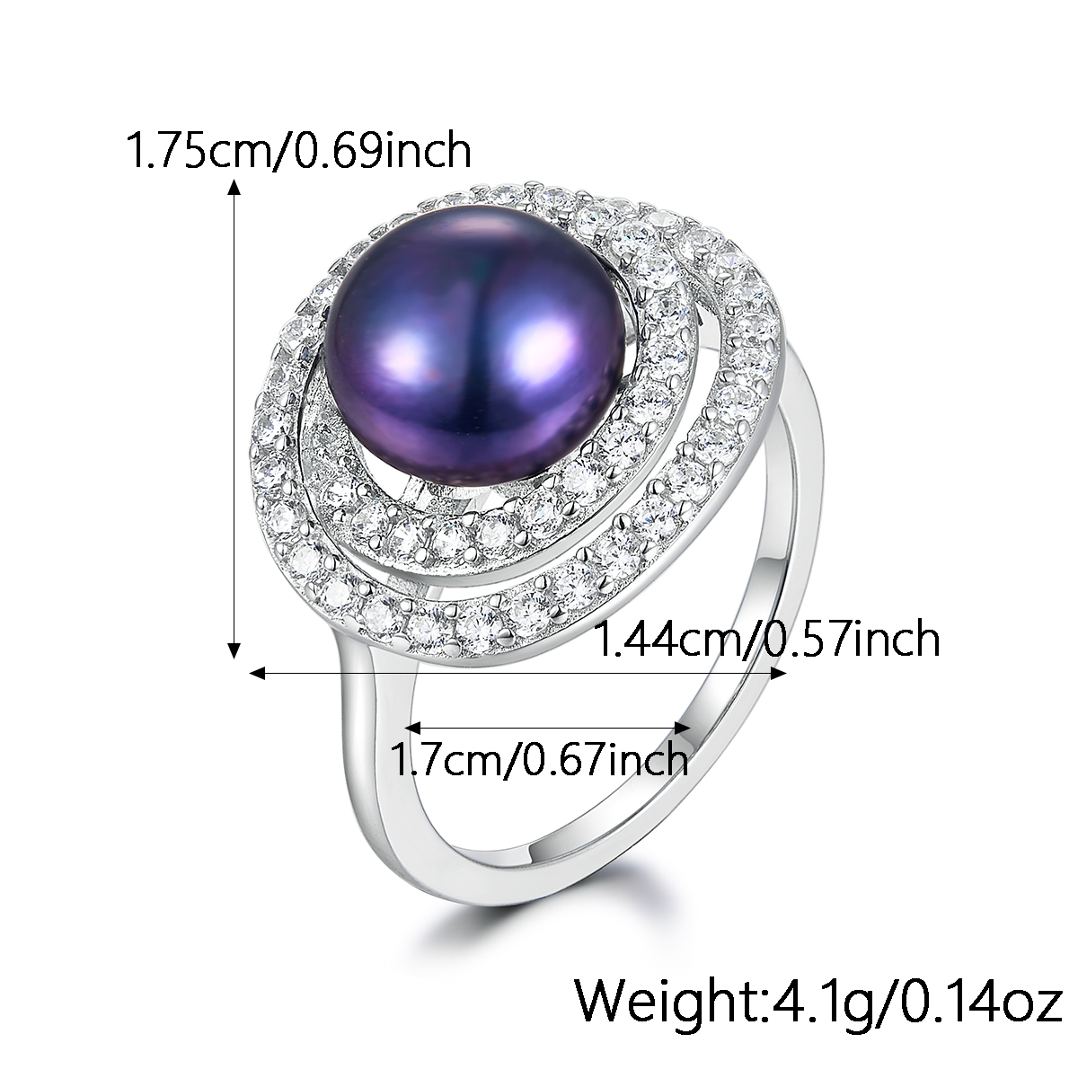 Elegant Luxurious Queen Round Sterling Silver Inlay Pearl Zircon White Gold Plated Women's Rings Earrings Necklace display picture 2