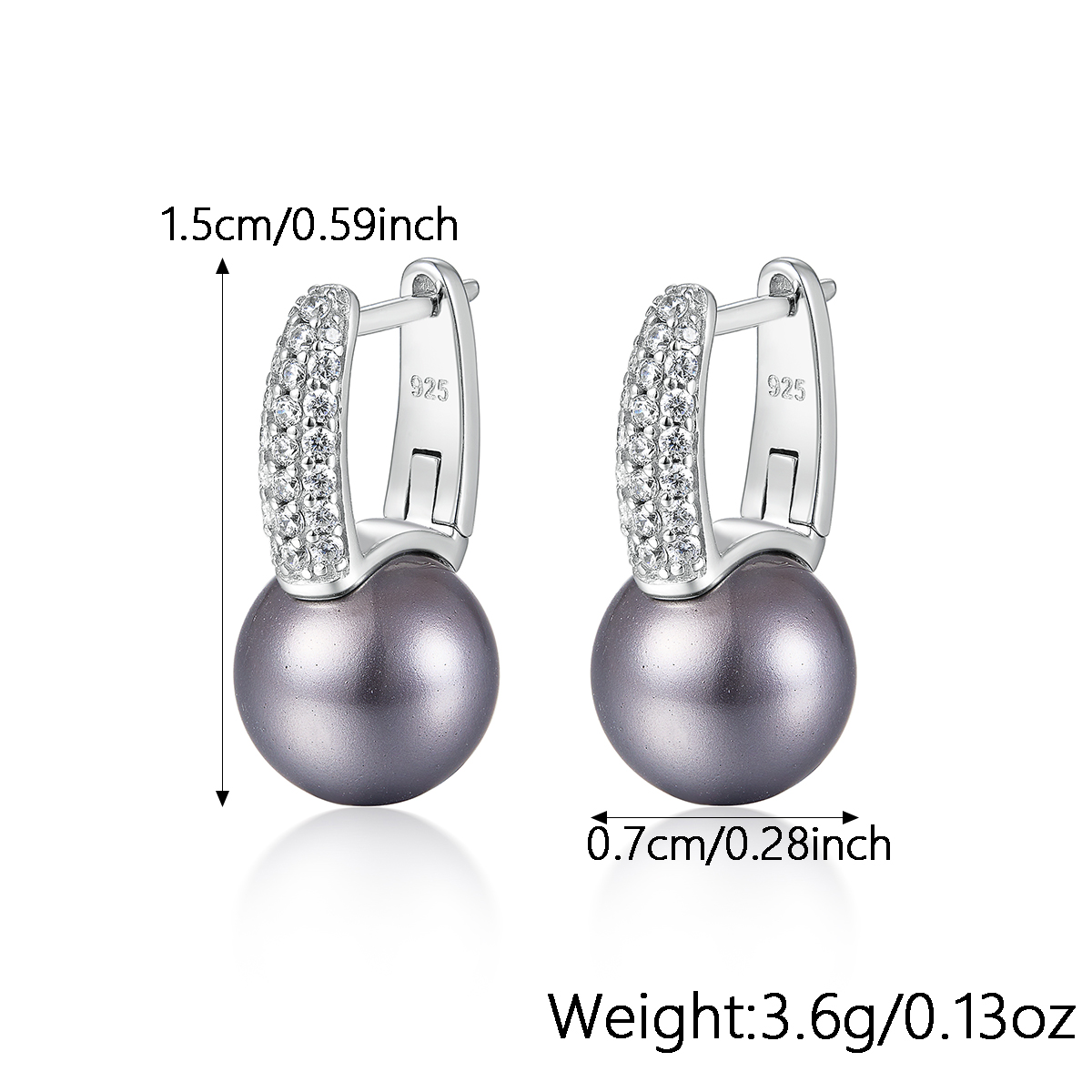 Elegant Luxurious Queen Round Sterling Silver Inlay Pearl Zircon White Gold Plated Women's Rings Earrings Necklace display picture 1