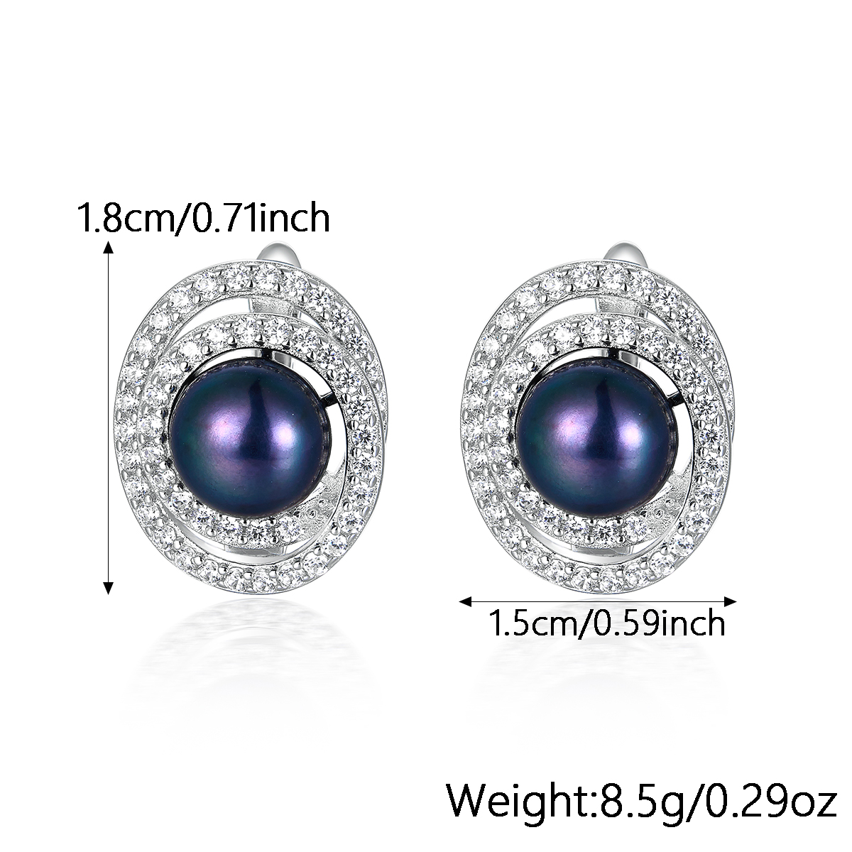 Elegant Luxurious Queen Round Sterling Silver Inlay Pearl Zircon White Gold Plated Women's Rings Earrings Necklace display picture 3
